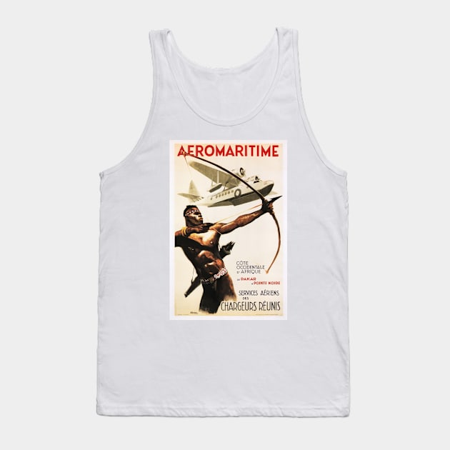 AEROMARITIME Africa French Airline Advertisement Vintage Travel Tank Top by vintageposters